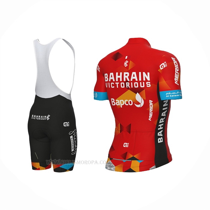 2022 Ropa Ciclismo Bahrain Victorious Rojo Mangas Corta y Culotte Corto